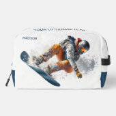 Aangepaste naam & tekst Snowboarder Illustratie Toilettasje (Achterkant)