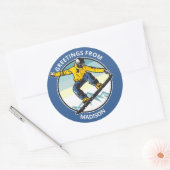 Aangepaste naam & tekst SNOWBOARDER Ronde Sticker (Envelop)