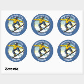 Aangepaste naam & tekst SNOWBOARDER Ronde Sticker (Vel)