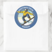 Aangepaste naam & tekst SNOWBOARDER Ronde Sticker (Tas)
