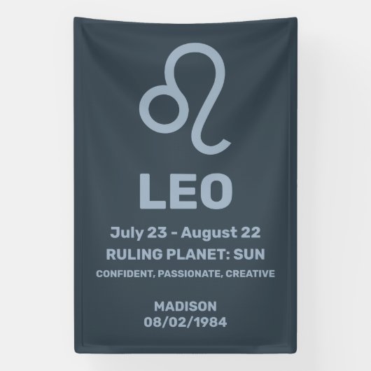 Aangepaste naam / tekst sterrenbeeld Leeuw Spandoek (Verticaal)