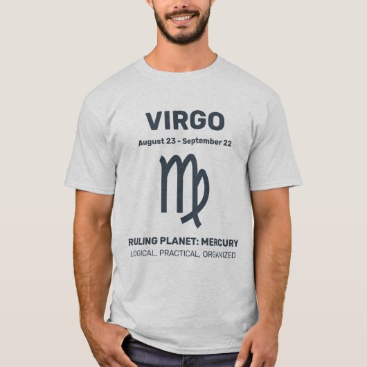 Aangepaste naam / tekst sterrenbeeld Maagd T-shirt (Voorkant)