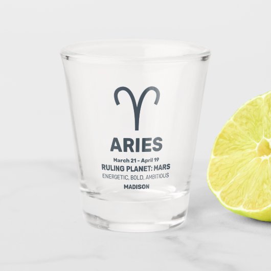 Aangepaste naam / tekst sterrenbeeld Ram Shot Glas (Voorkant)