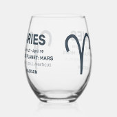 Aangepaste naam / tekst sterrenbeeld Ram Wijnglas Zonder Voet (Links)