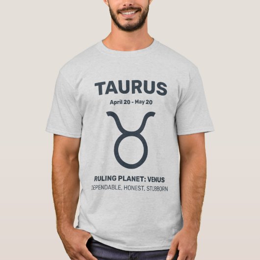 Aangepaste naam / tekst sterrenbeeld Stier T-shirt (Voorkant)