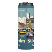 Aangepaste naam & tekst Stockholm Zweden Thermosbeker (Achterkant)