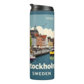 Aangepaste naam & tekst Stockholm Zweden Thermosbeker (Geroteerd rechts)