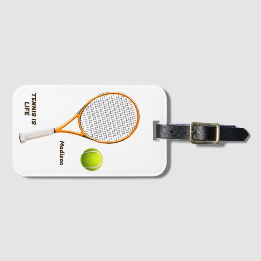 Aangepaste naam & tekst Tennis Bagagelabel (Voorkant (horizontaal))