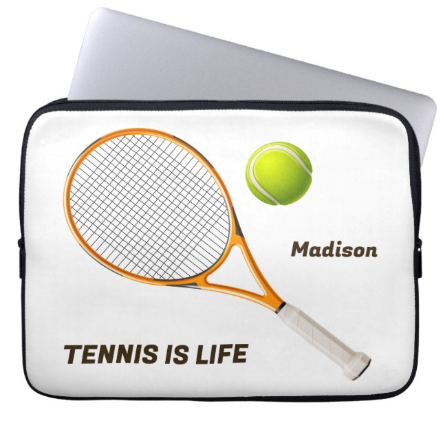 Aangepaste naam & tekst Tennis Laptop Sleeve (Voorkant)