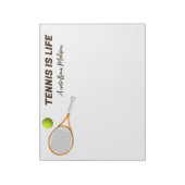 Aangepaste naam & tekst Tennis Notitieblok (Linkerzijde)