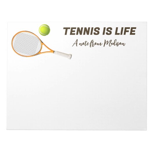 Aangepaste naam & tekst Tennis Notitieblok (Voorkant)