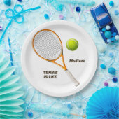 Aangepaste naam & tekst Tennis Papieren Bordje (Feest)