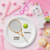 Aangepaste naam & tekst Tennis Papieren Bordje (Feest)