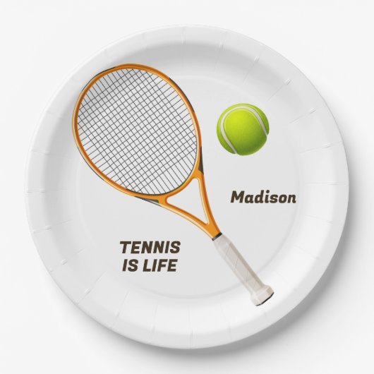 Aangepaste naam & tekst Tennis Papieren Bordje (Voorkant)
