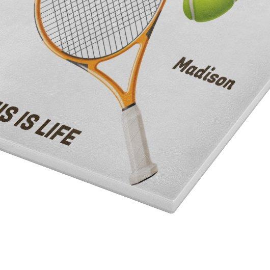 Aangepaste naam & tekst Tennis Snijplank (Hoek)