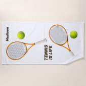 Aangepaste naam & tekst Tennis Strandlaken (Voorkant)