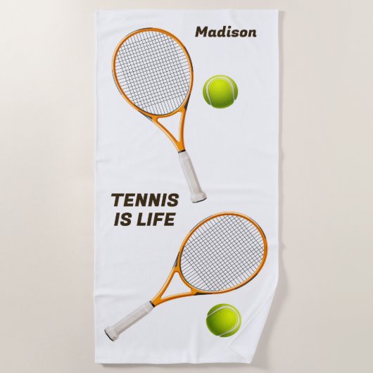 Aangepaste naam & tekst Tennis Strandlaken (Voorkant)