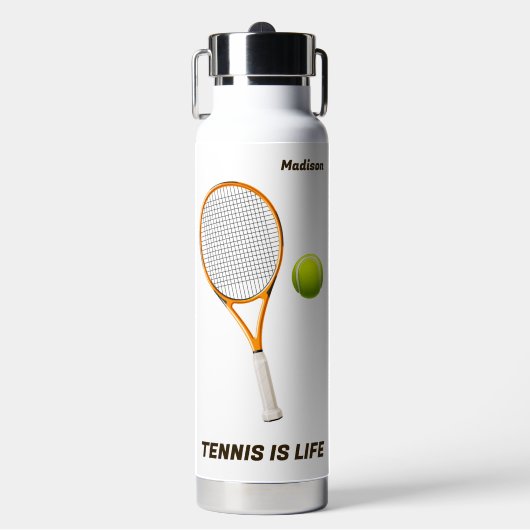 Aangepaste naam & tekst Tennis Waterfles (Voorkant)