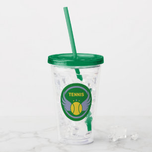 Aangepaste naam & tekst Tennisbal met vleugels Acryl Drinkbeker