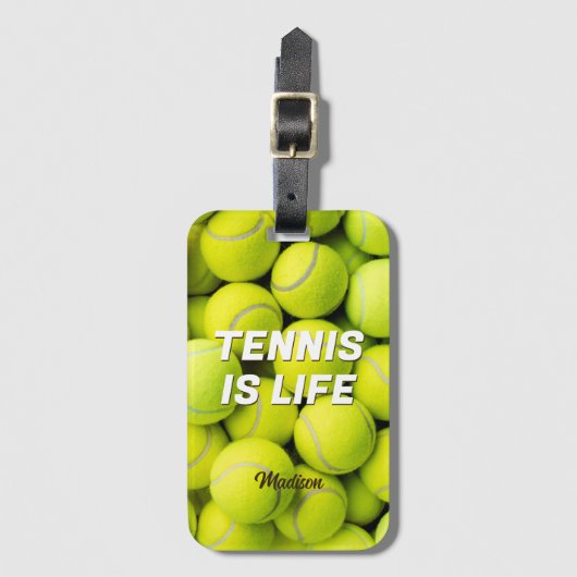 Aangepaste naam & tekst Tennisballen Bagagelabel (Voorkant (verticaal))