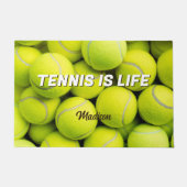 Aangepaste naam & tekst Tennisballen Deurmat (Voorkant)