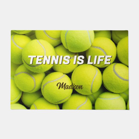 Aangepaste naam & tekst Tennisballen Deurmat (Voorkant)