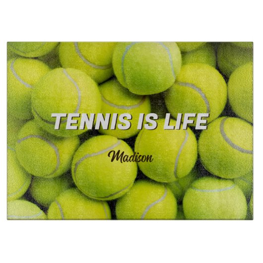 Aangepaste naam & tekst Tennisballen Snijplank (Voorkant)