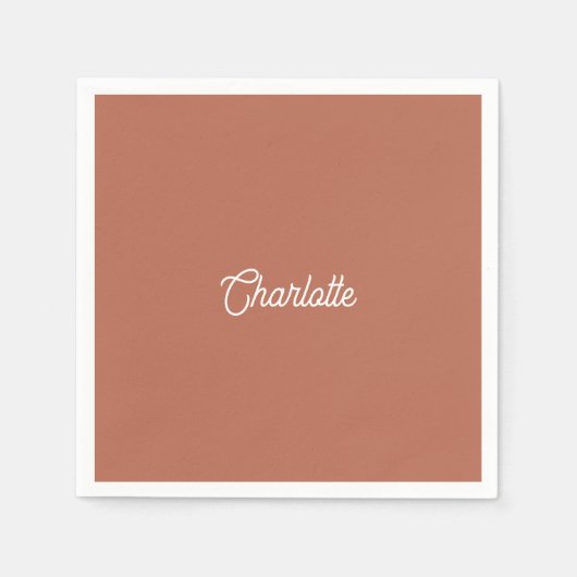 Aangepaste naam tekst Terracotta wit minimalistisc Servet (Voorkant)