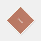 Aangepaste naam tekst Terracotta wit minimalistisc Servet (Hoek)