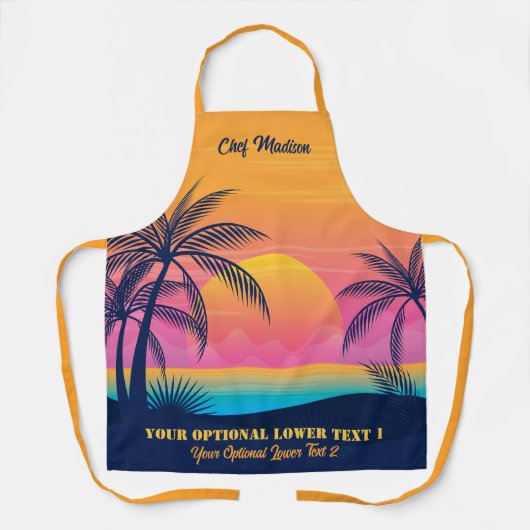 Aangepaste naam & tekst Tropical Island Sunset Schort (Voorkant)
