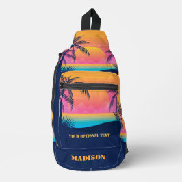 Aangepaste naam & tekst Tropical Island Sunset Sling Bag