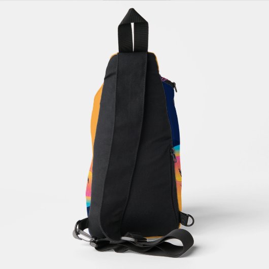 Aangepaste naam & tekst Tropical Island Sunset Sling Bag (Achterkant)