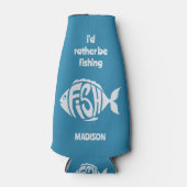 Aangepaste naam & tekst Vis Flesjeskoeler (Voorkant)