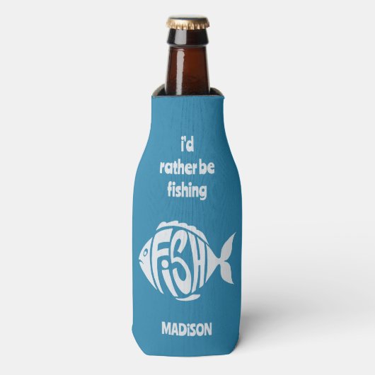 Aangepaste naam & tekst Vis Flesjeskoeler (Fles Voorkant)