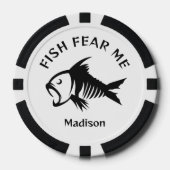 Aangepaste naam & tekst Vis Poker Chips (Voorkant)