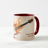 Aangepaste naam & tekst vlammende gitaar mok (Voorkant rechts)