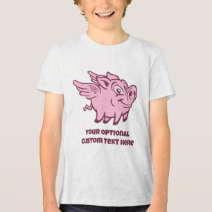 Aangepaste naam & tekst Vliegende varkens Tri-Blend Shirt