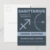 Aangepaste naam / tekst Zodiac Sign Boogschutter Briefkaart (Voorkant / Achterkant)