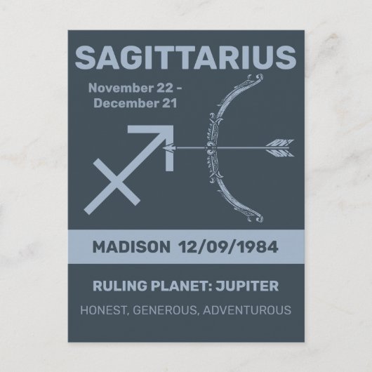 Aangepaste naam / tekst Zodiac Sign Boogschutter Briefkaart (Voorkant)