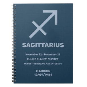 Aangepaste naam / tekst Zodiac Sign Boogschutter Notitieboek