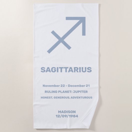 Aangepaste naam / tekst Zodiac Sign Boogschutter Strandlaken (Voorkant)