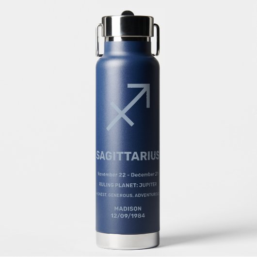 Aangepaste naam / tekst Zodiac Sign Boogschutter Waterfles (Voorkant)