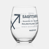 Aangepaste naam / tekst Zodiac Sign Boogschutter Wijnglas Zonder Voet (Achterkant)