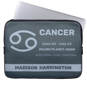 Aangepaste naam / tekst Zodiac Sign Cancer Laptop Sleeve