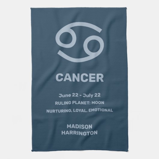 Aangepaste naam / tekst Zodiac Sign Cancer Theedoek (Verticaal)