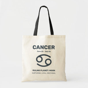 Aangepaste naam / tekst Zodiac Sign Cancer Tote Bag