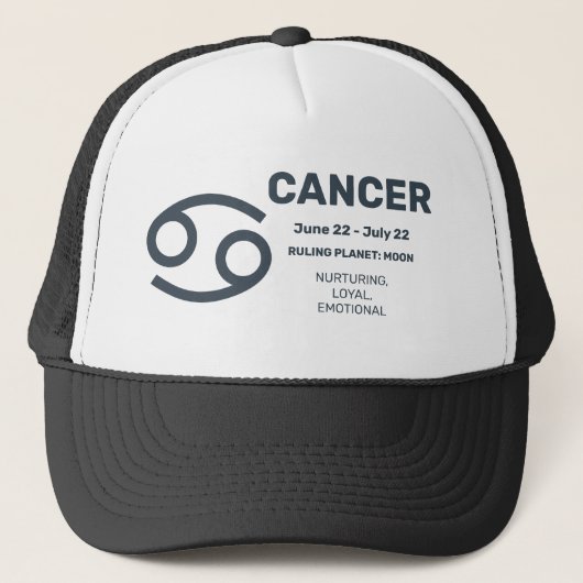 Aangepaste naam / tekst Zodiac Sign Cancer Trucker Pet (Voorkant)