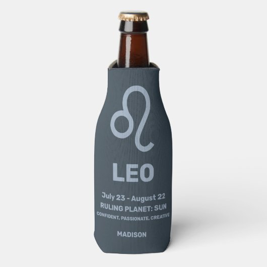Aangepaste naam / tekst Zodiac Sign Leo Flesjeskoeler (Fles Voorkant)