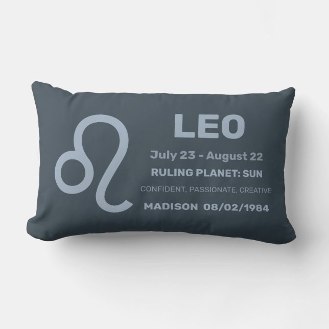 Aangepaste naam / tekst Zodiac Sign Leo Kussen (Voorkant)
