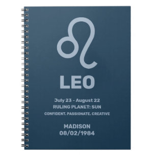 Aangepaste naam / tekst Zodiac Sign Leo Notitieboek